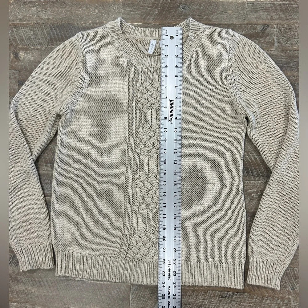 Relativity Cable Knit Tan Shimmer Sweater - Picture 3 of 7